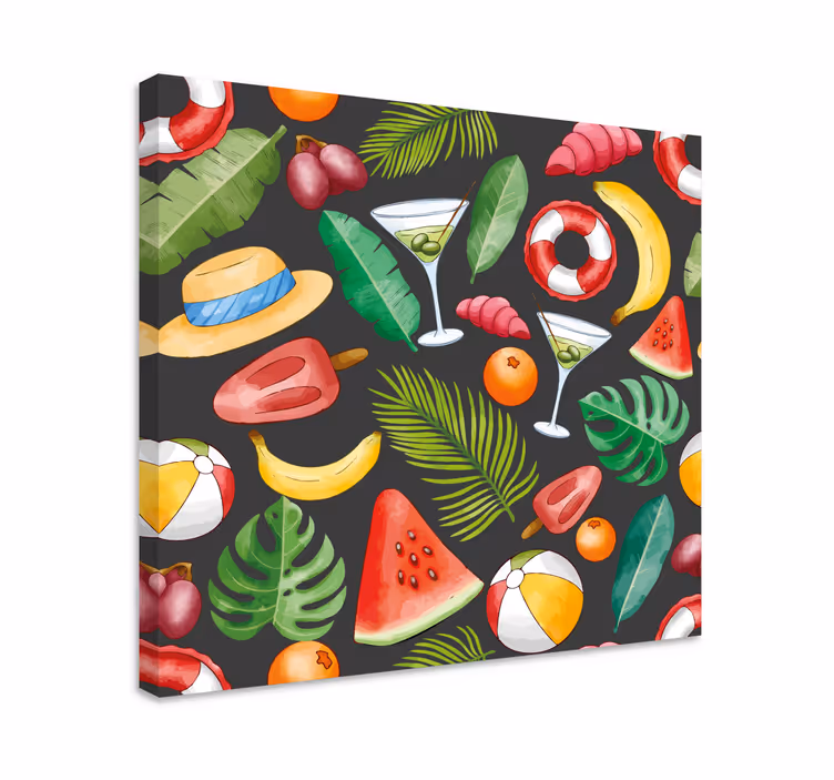 Canvas stilleven en fruit tropische verfrissingen thema - TenStickers