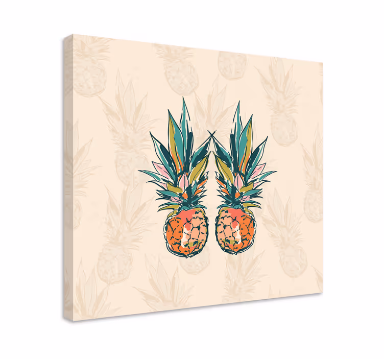 Canvas stilleven en fruit tropisch ananas duo - TenStickers