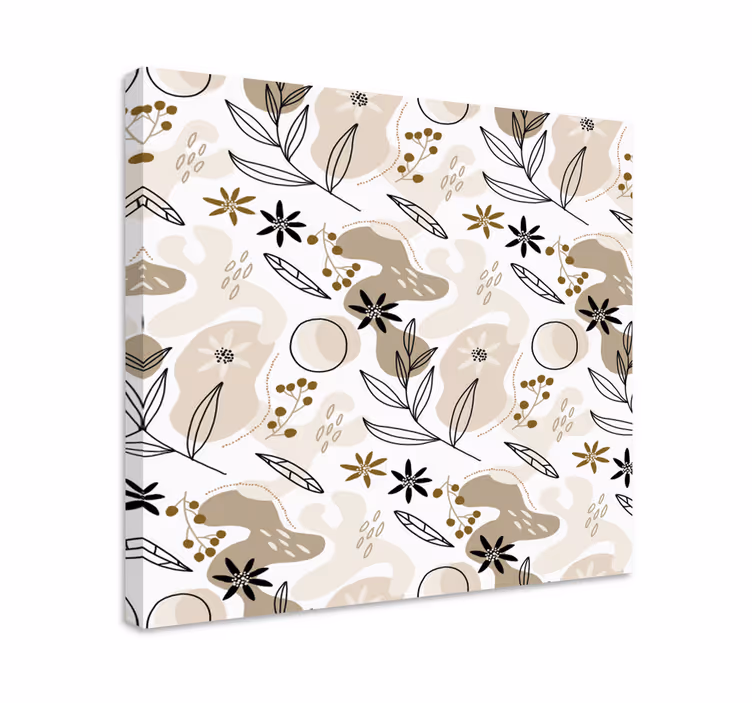 Canvas schilderij bloemen en planten gestileerd motief - TenStickers