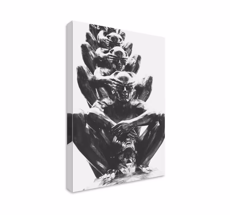 Canvas schilderij mensen en karakters stacked human figures - TenStickers