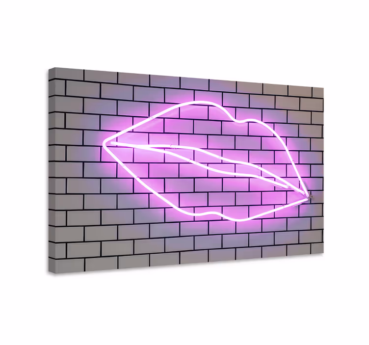 Canvas schilderij motivatie kiss neon sign - TenStickers