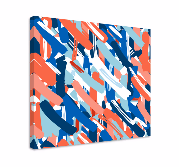 Canvas schilderij abstract dynamische penseelstreken - TenStickers