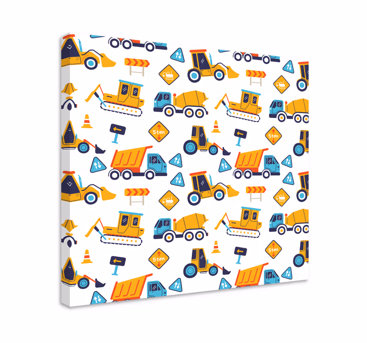 Bouwvoertuig plezier Canvas schilderij kinderen - TenStickers