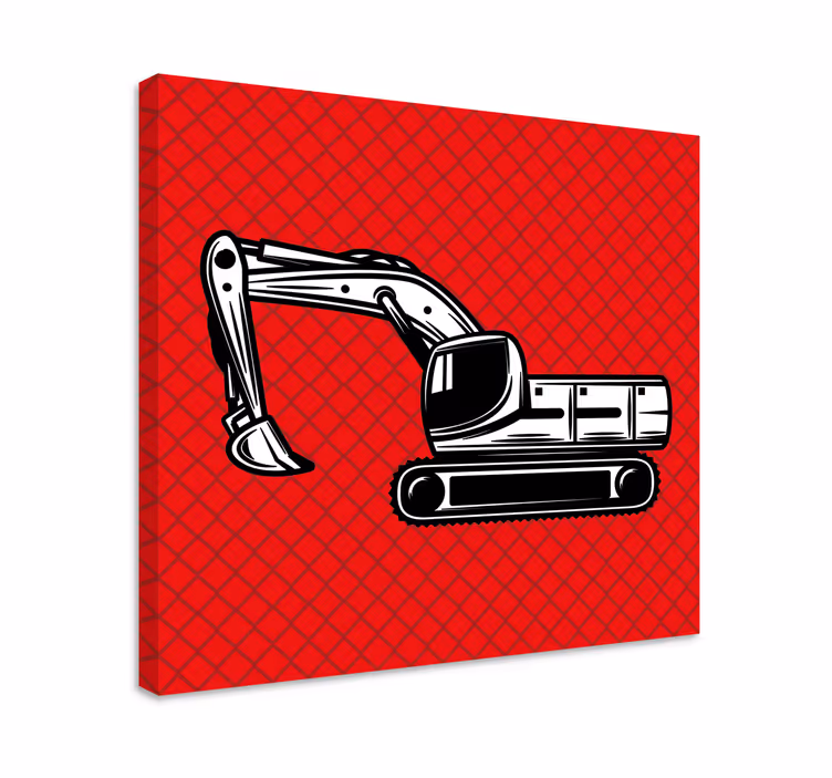 Canvas schilderij sport graafmachine bouwvoertuig - TenStickers