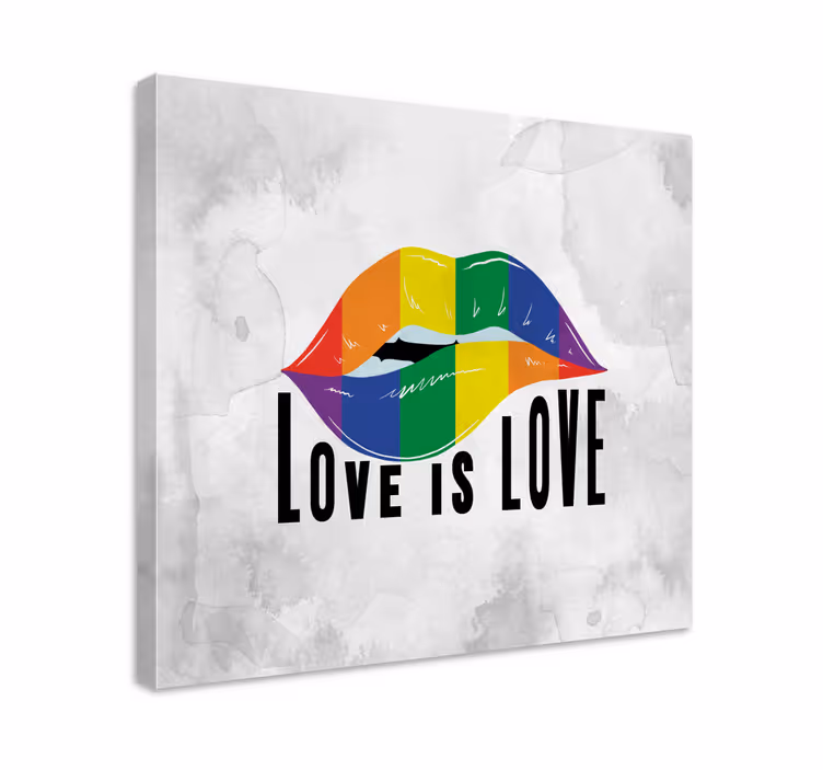Vintage canvas schilderij regenboog lip omhelzing - TenStickers