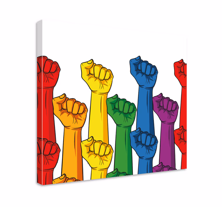 Canvas schilderij tekst kleurrijke verheven visten - TenStickers