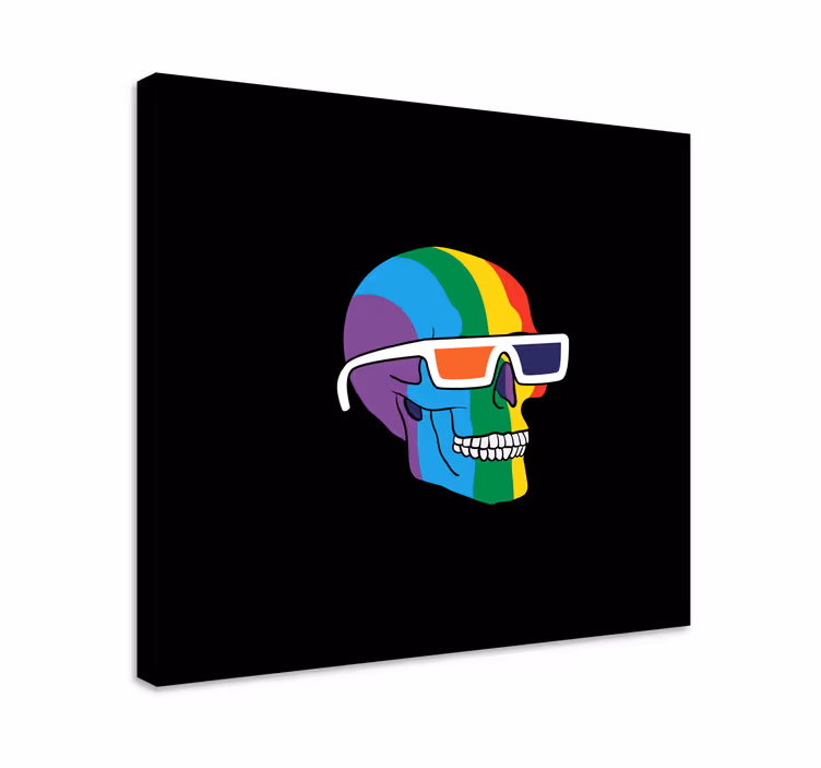 Canvas stilleven en fruit rainbow skull bril - TenStickers