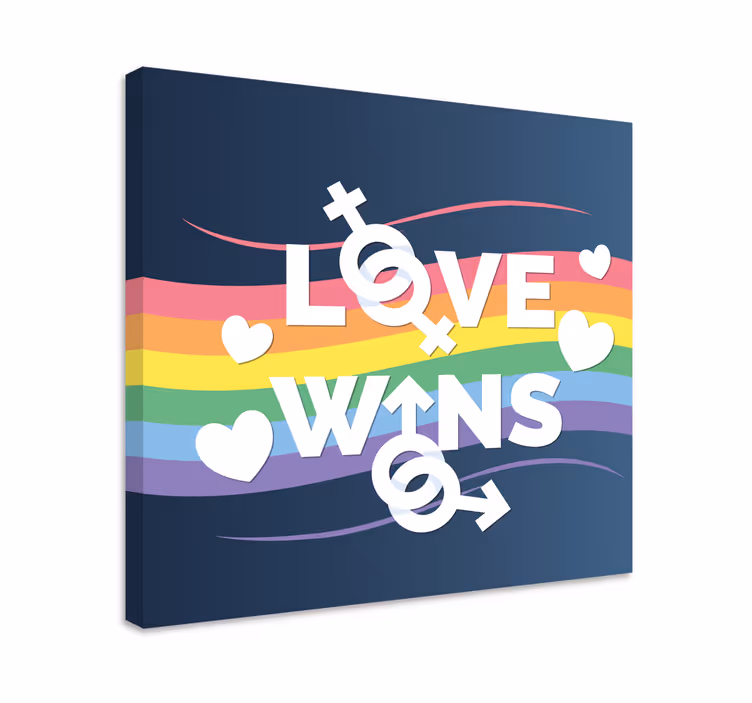 Canvas schilderij tekst liefde overwint boodschap - TenStickers