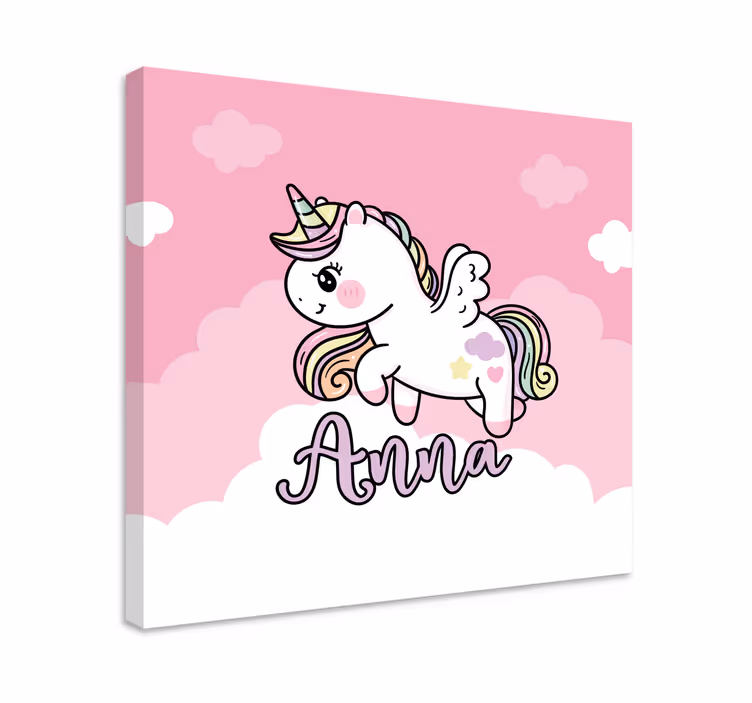 Canvas schilderij eenhoorn schattige eenhoorn fantasie - TenStickers