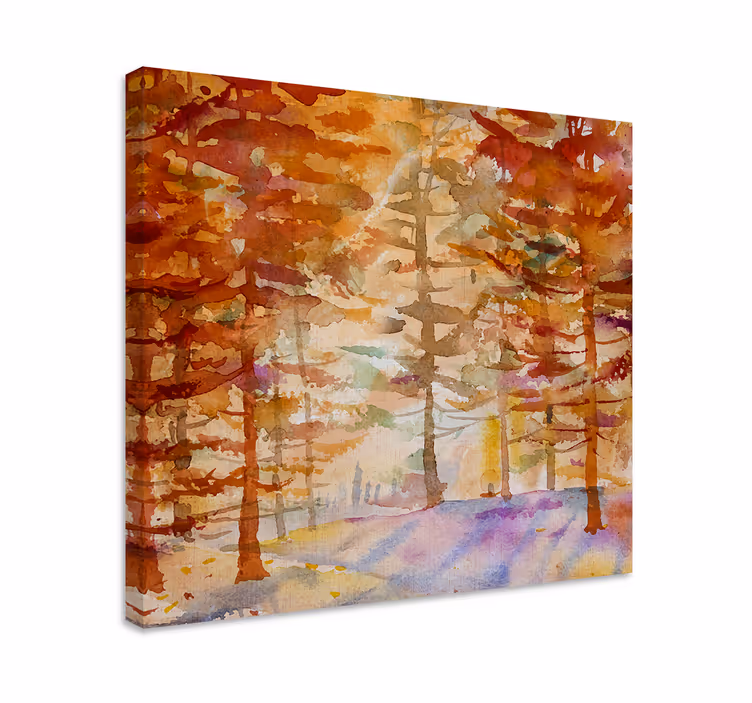Herfstbospad Canvas schilderij bloemen en planten - TenStickers