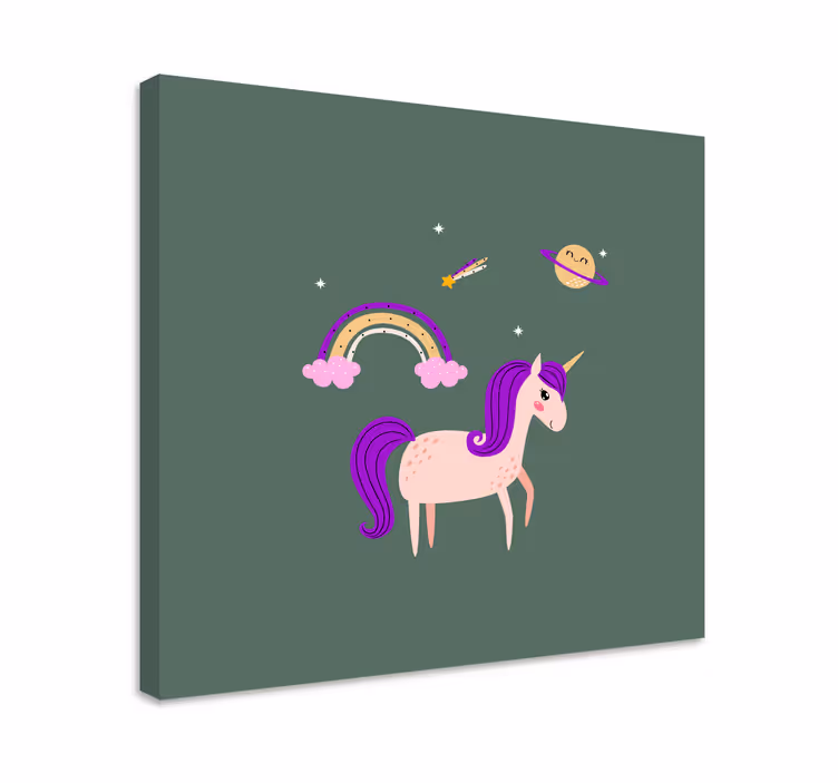 Canvas schilderij eenhoorn dromerige eenhoorn avontuur - TenStickers