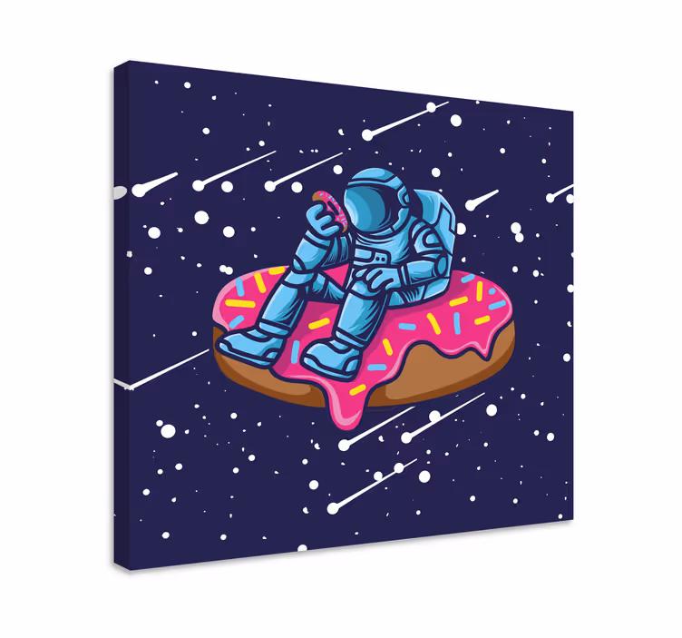 Ruimtevaarder op donut videogame canvas - TenStickers