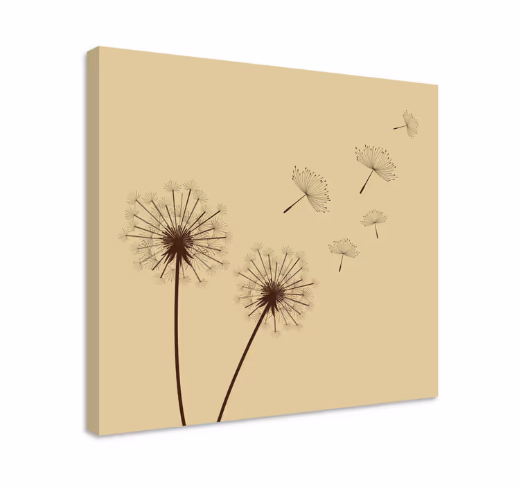 Canvas schilderij bloemen en planten dandelionzaden varen - TenStickers