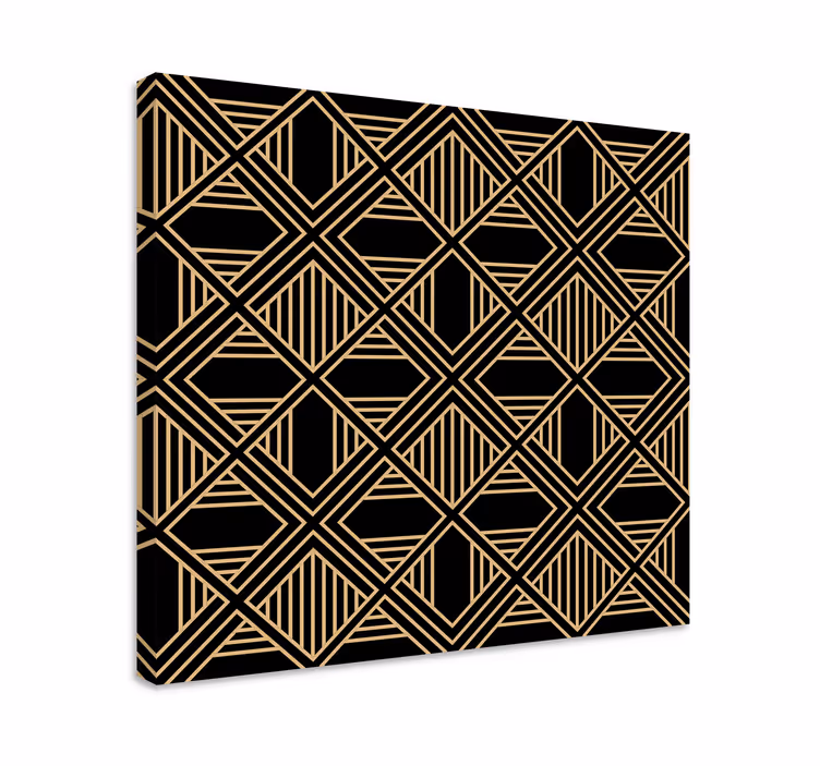 Geometrische canvas schilderij gouden geometrisch patroon - TenStickers