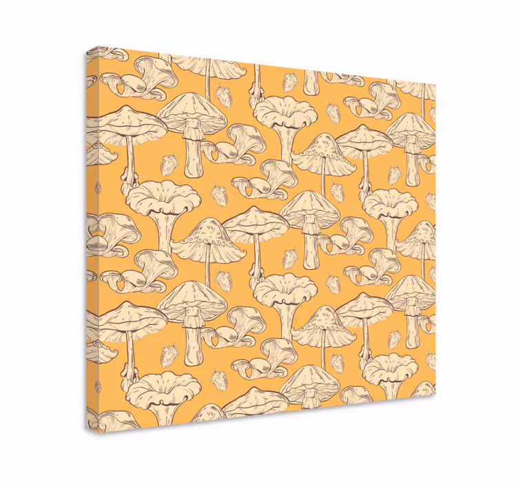 Canvas schilderij bloemen en planten paddenstoelmotief - TenStickers