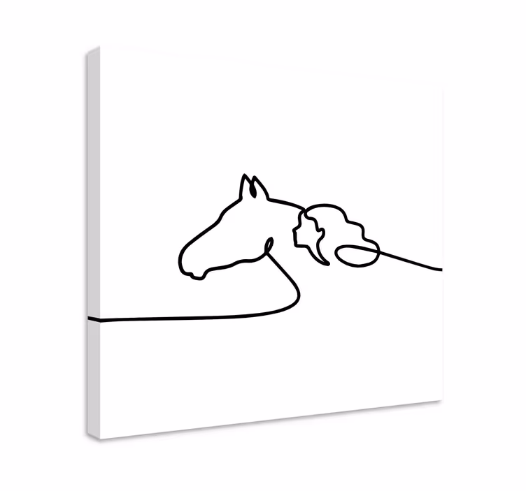 Paarden schilderij op canvas Paard en meisje overzicht - TenStickers