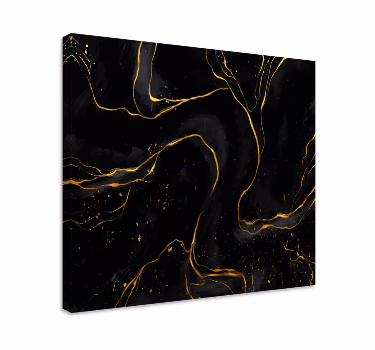 Elegante canvas schilderij Zwart en gouden marmer - TenStickers