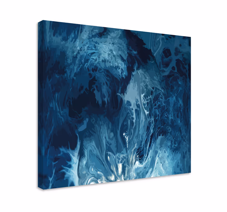 Canvas schilderij abstract Blauwe tinten aquarel golven - TenStickers