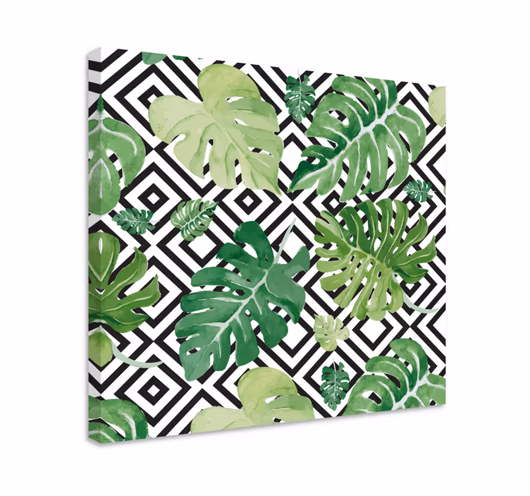 Canvas schilderij bloemen en planten tropisch bladmotief - TenStickers