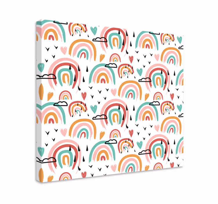 Canvas schilderij kinderen speelse regenboogpatroon - TenStickers