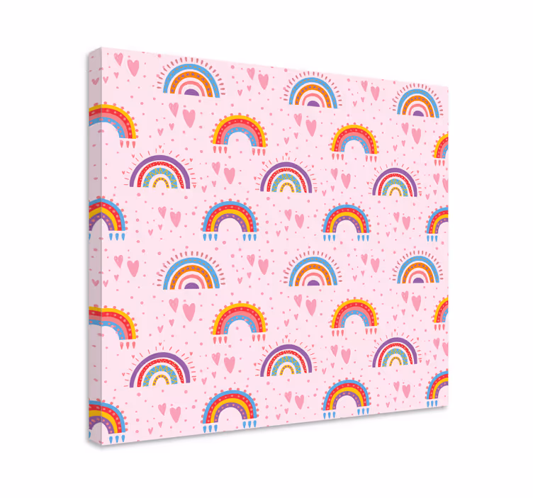 Canvas schilderij kinderen in levendig regenboogmotief - TenStickers