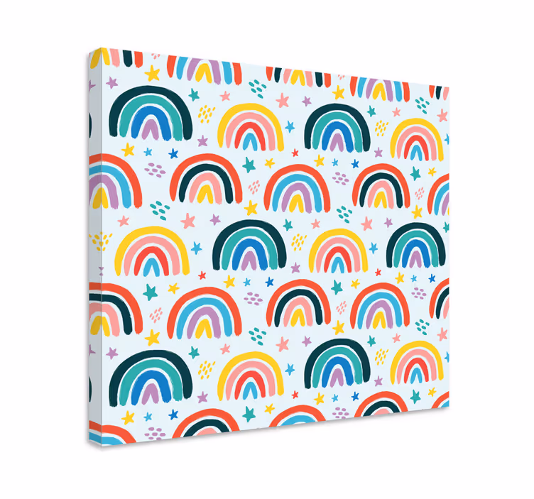 Canvas schilderij kinderen kleurrijk regenboogpatroon - TenStickers