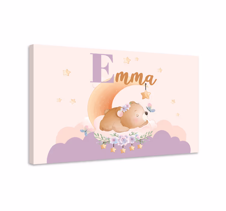 Canvas schilderij baby's babybeer dromen - TenStickers