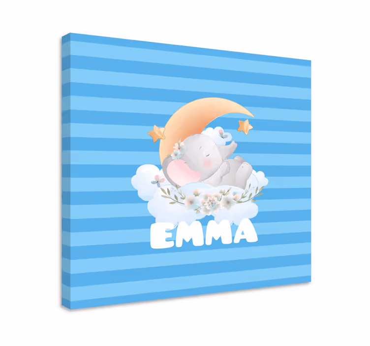 Canvas schilderij baby's slapende olifant dromen - TenStickers