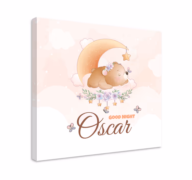 Canvas schilderij baby's goede nacht beer - TenStickers