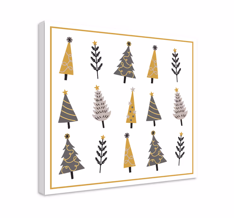 Canvas schilderij bloemen en planten kerstbomen - TenStickers