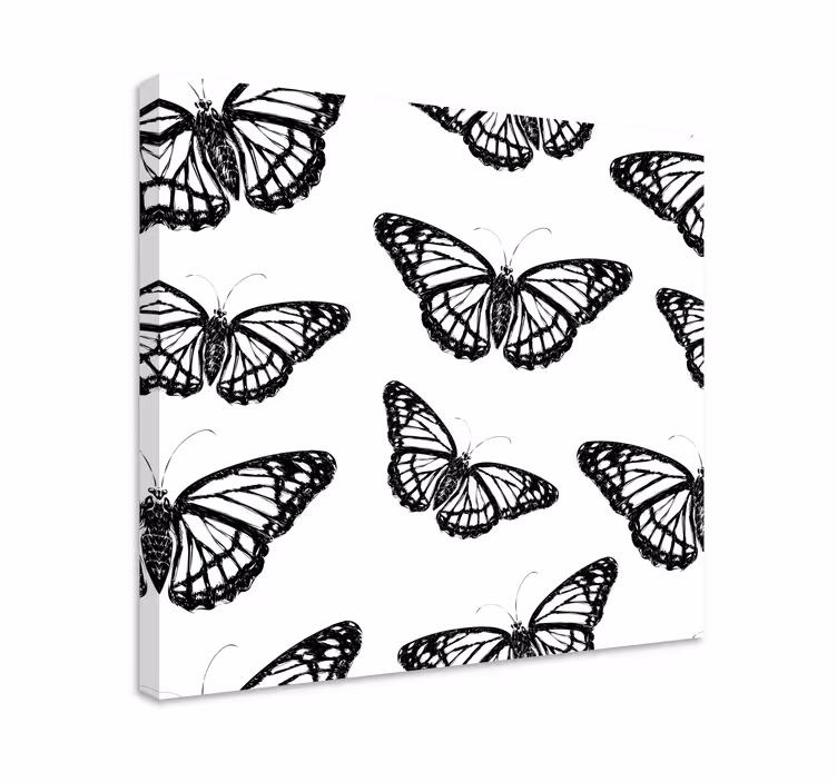 Canvas schilderij woonkamer Zwart-witte vlindervleugel - TenStickers