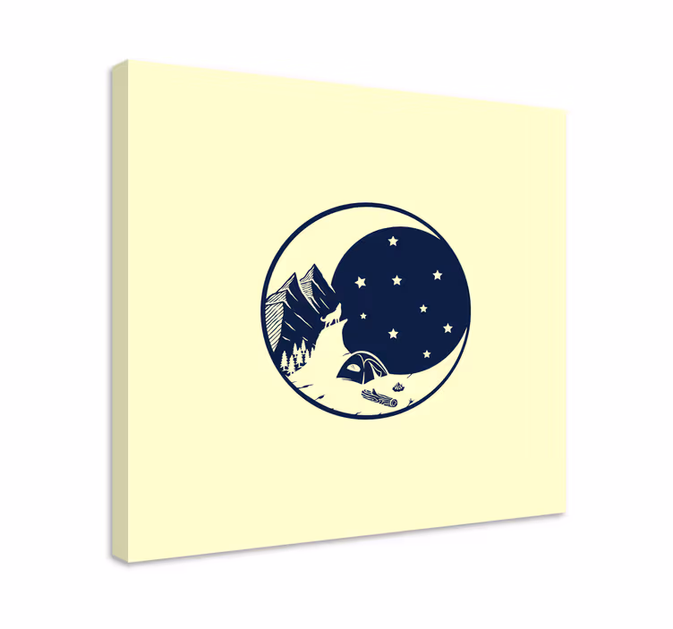 Canvas landschap kamperen onder de sterren - TenStickers