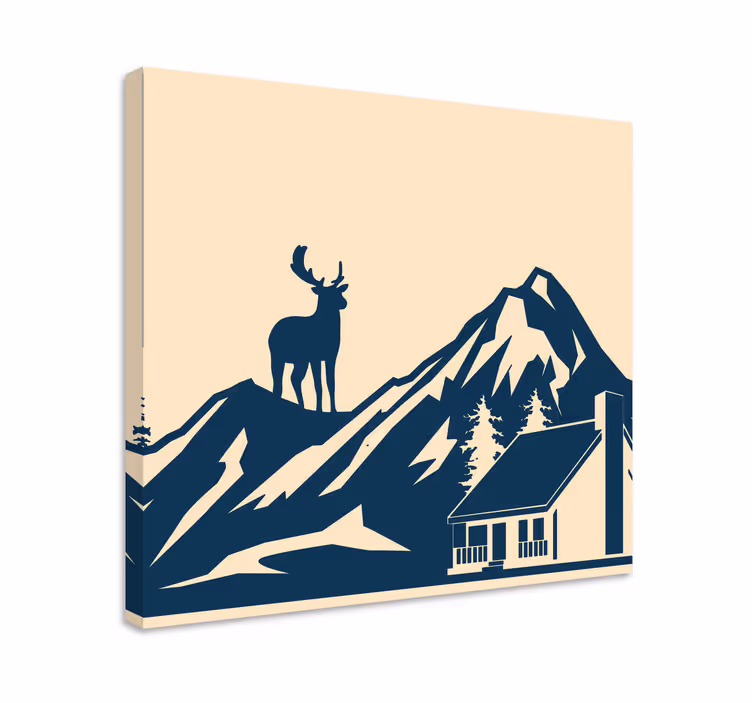 Canvas schilderij herten majestueuze hertensilhouet - TenStickers