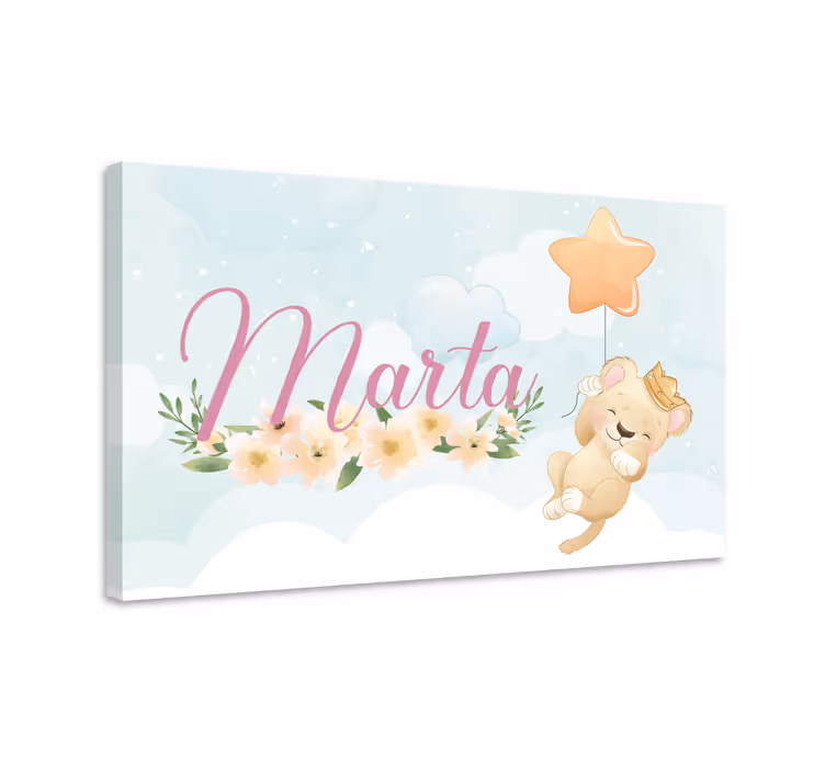 Canvas schilderij baby's schattige leeuw ballon - TenStickers