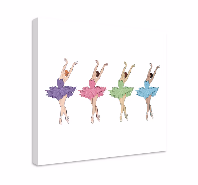 Canvas schilderij kinderen Kleurrijke balletdansers - TenStickers
