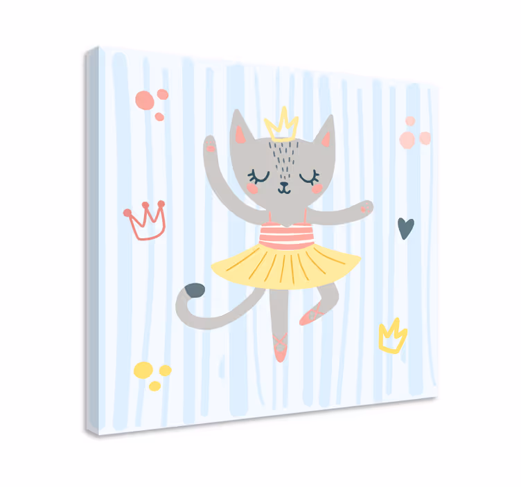 Canvas schilderij kat dansende kat prinses - TenStickers
