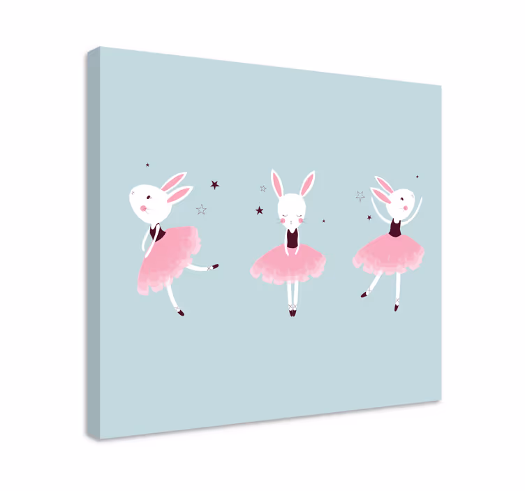 Canvas schilderij mensen ballet dansende konijnen - TenStickers