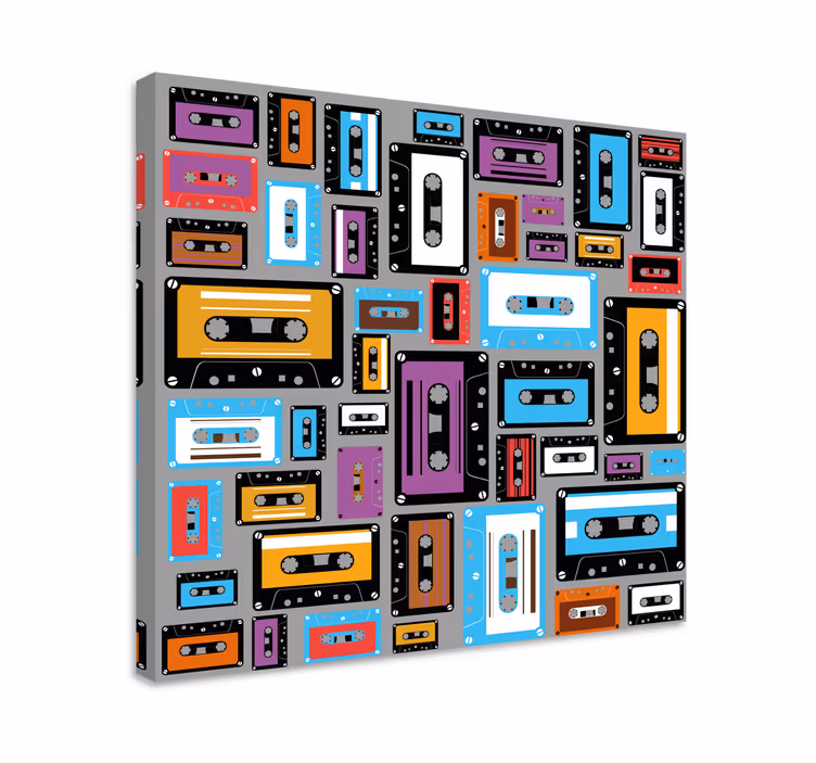 Canvas schilderij sport kleurrijke cassettebandjes - TenStickers
