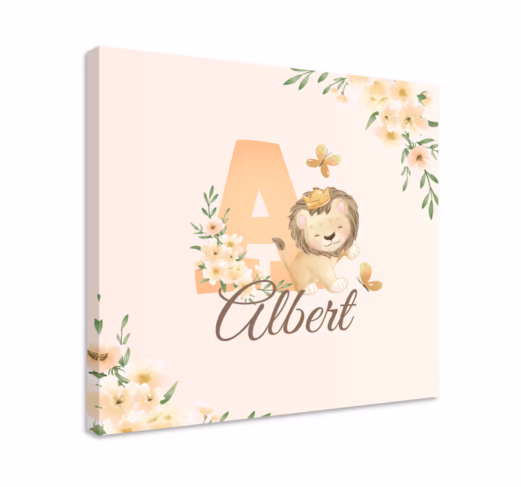 3d canvas schilderij schattige leeuw en bloemen - TenStickers