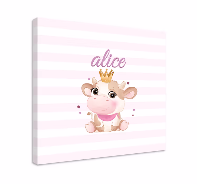 Canvas schilderij dieren schattige koe prinses - TenStickers