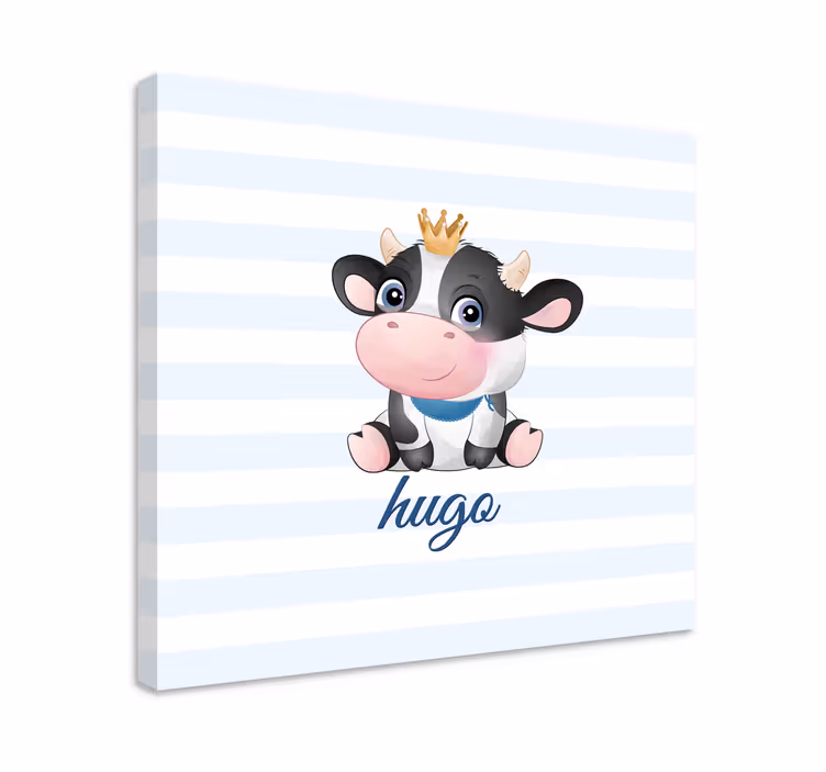 Canvas schilderij dieren schattige gekroonde koe - TenStickers