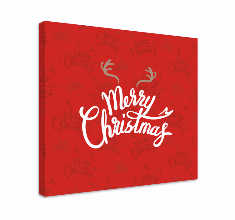Rood ontwerp met rendiergewei Canvas schilderij kerst - TenStickers