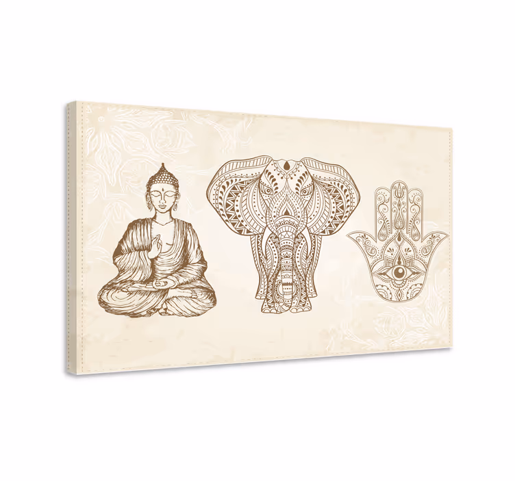 Modern canvas schilderij Boeddha hamsa hand symbool - TenStickers