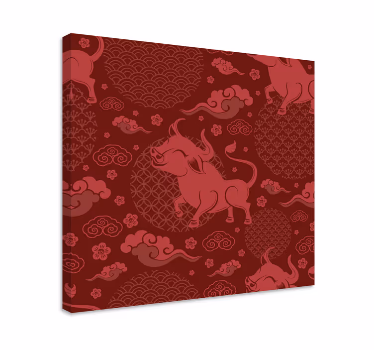 Vintage canvas schilderij Vintage patroon in chinese stijl - TenStickers