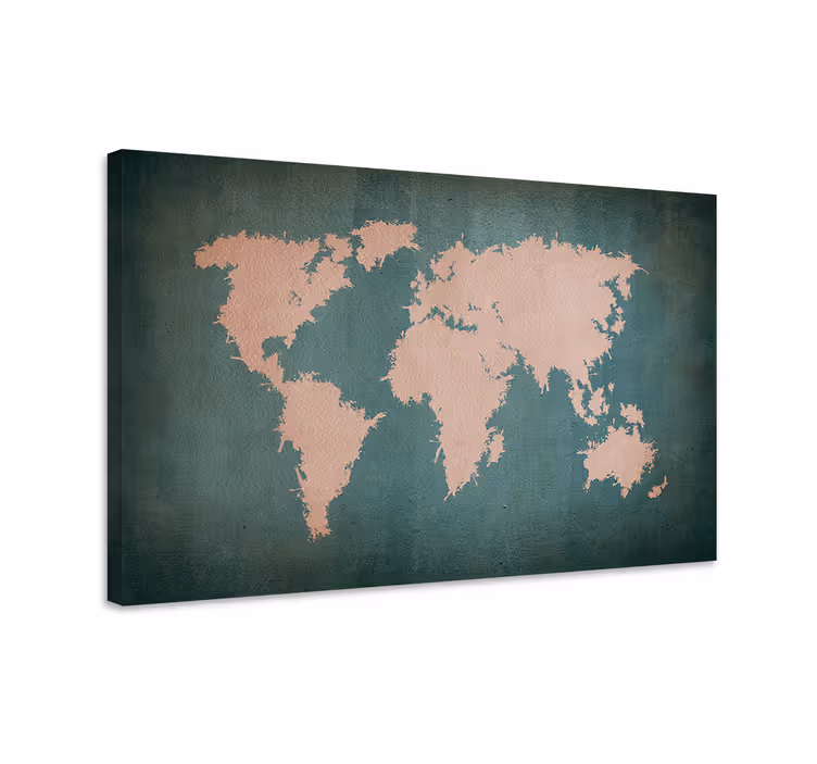 Wereldkaart canvas schilderij gestileerde wereldkaart - TenStickers