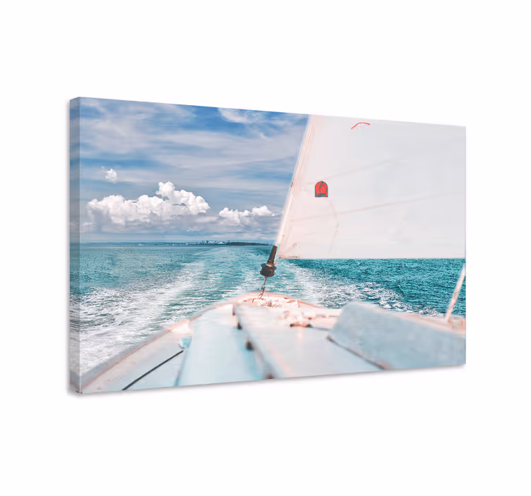 Canvas schilderij marine zeilen door golven - TenStickers