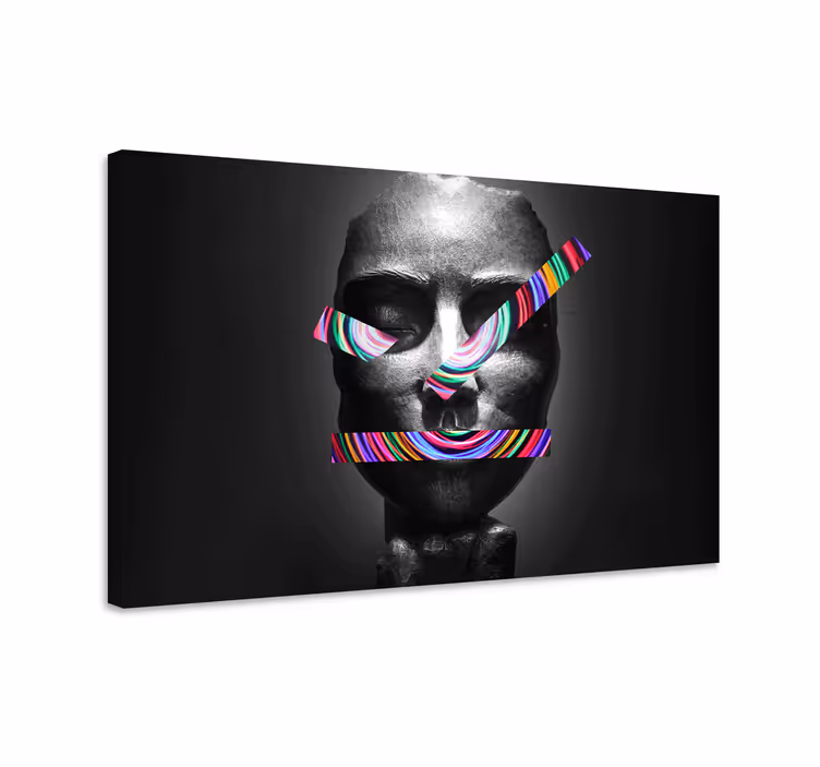 Canvas schilderij kunst abstracte gezichts sculptuur - TenStickers