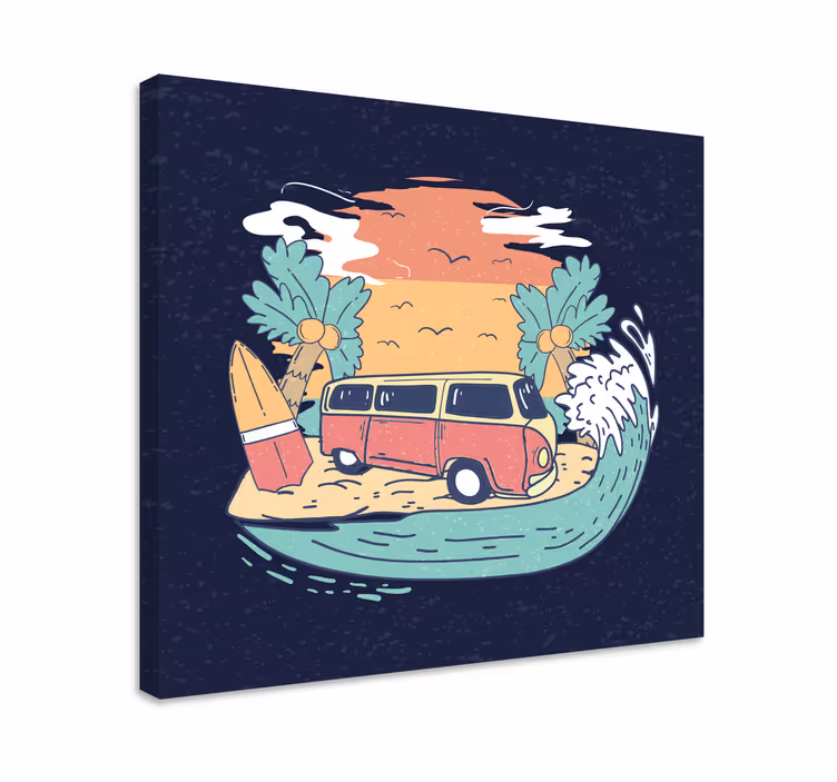 Canvas schilderij landen en steden surfscene met van - TenStickers