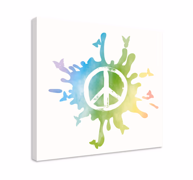 Canvas schilderij rustiek vredessymbool spetter - TenStickers