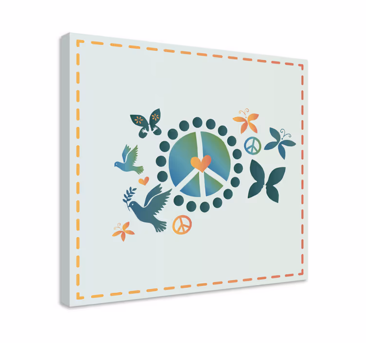 Canvas schilderij tekst vredessymbool motief - TenStickers